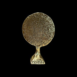 Minoan Disc of Phaistos, Greek Statue, Museum Replica, Bronze Office Decor, Metal Art Sculpture,  Minoan Civilization, Crete,Greek Mythology