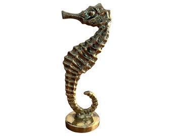 Seahorse Figurine, Bronze Office Decor, Metal Art Sculpture, Animals, Gift to Her, Gift to Him, Animal Décor