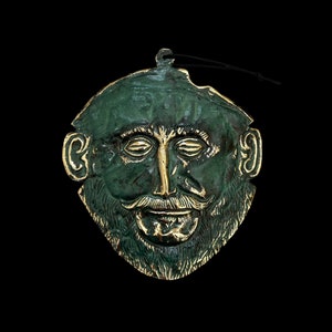 The Mask of King Agamemnon, Bronze Sculpture, Mycenaean King Funerary Mask, Replica