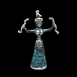 Minoan Snake Goddess Figurines, Bronze Metal Art Sculpture, Museum Replica, Cretan Statue, Minoan Civilization
