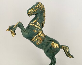 ギリシャ風ブロンズ馬像（大型） - 大型馬彫刻金属アート置物、熱間