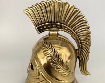 Spartan Ancient Greek - Bronze - Museum Replica - Metal Art Sculpture - Greek Helmet