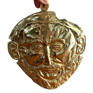 The Mask of King Agamemnon, Bronze Sculpture, Mycenaean King Funerary Mask, Replica image 5
