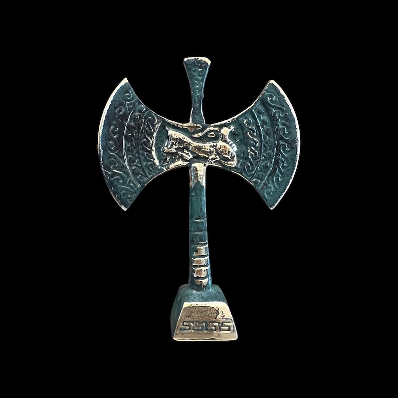 Double Axe, Bronze Office Decor, Metal Art Sculpture, Museum Replica, Minoan Civilization, Crete image 1