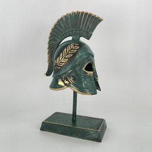 Ancient Greek Helmet - Bronze  - Museum Replica - War Helmet - Greek Art Decor - Greek Handmade Artifact Verdigris