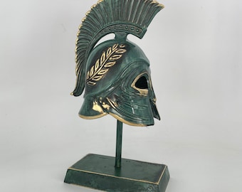 Ancient Greek Helmet - Bronze  - Museum Replica - War Helmet - Greek Art Decor - Greek Handmade Artifact Verdigris