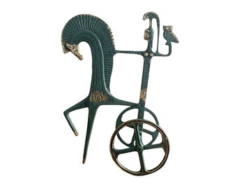 Chariot of Goddess Athena, Bronze Statue, Goddess Athena, Goddess of Wisdom, Metal Art Sculpture