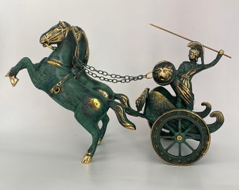 Carro de Aquiles, Guerra de Troya, Escultura de Arte en Metal, Guerrero, Héctor