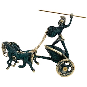 Achilles Chariot, Trojan war, Metal Art Sculpture, Warrior, Hector