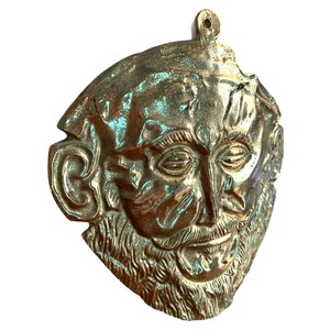 The Mask of King Agamemnon, Bronze Sculpture, Mycenaean King Funerary Mask, Replica image 3