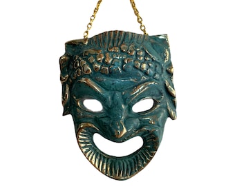 The Greek Mask of an Ancient Theater, Bronze Sculpture, Comedy Mask, Greek Ancient Theatre