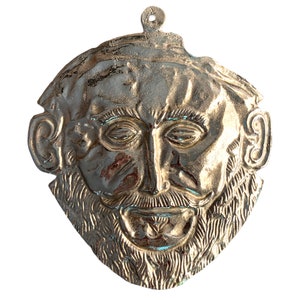 The Mask of King Agamemnon, Bronze Sculpture, Mycenaean King Funerary Mask, Replica