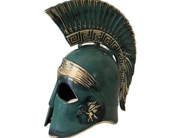 Greek War Helmet, Ancient Greek, Corinthian Helmet, Bronze Art, Museum Replica, Patina