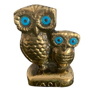 Bronze Set Owls of Athena, Greek Symbol of Wisdom , Metal Art Sculpture, Athena, Animals, Bronze Statue