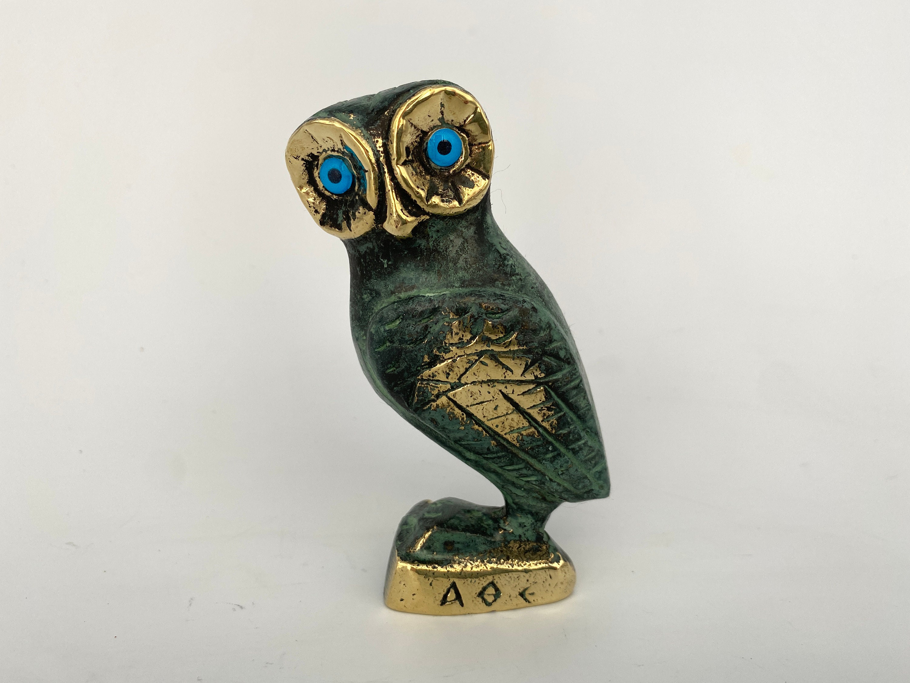 Bronze Set Owls of Athena, Greek Symbol of Wisdom , Metal Art Sculpture, Athena, Animals, Bronze Sta