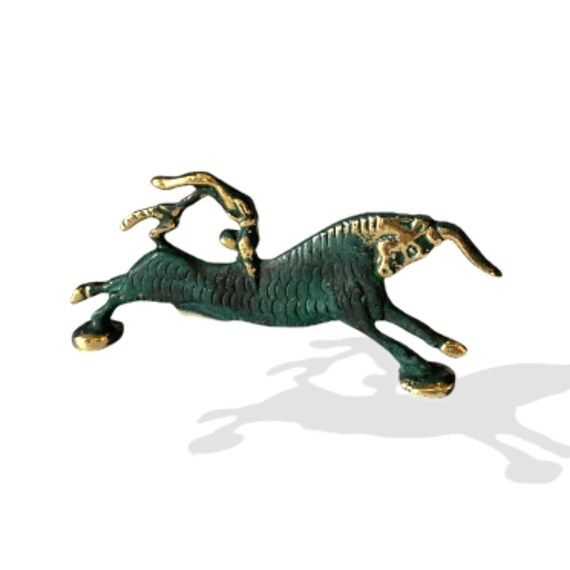 Bullleaping Bronze Bull Statue Metal Art Sculpture Crete Etsy
