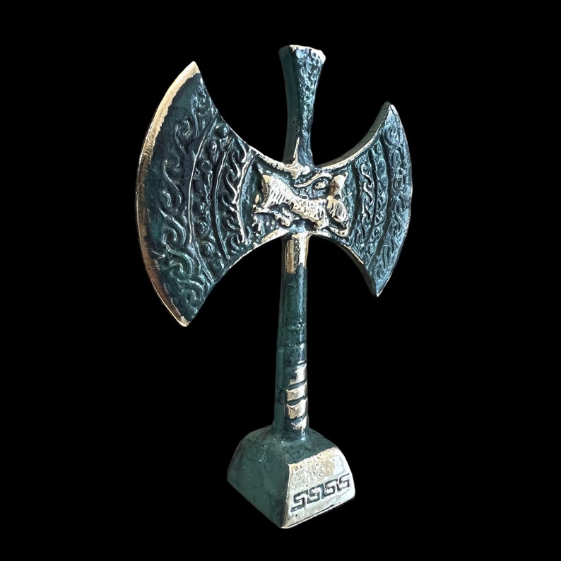 Double Axe, Bronze Office Decor, Metal Art Sculpture, Museum Replica, Minoan Civilization, Crete image 2