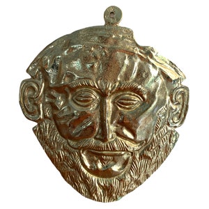 The Mask of King Agamemnon, Bronze Sculpture, Mycenaean King Funerary Mask, Replica image 4