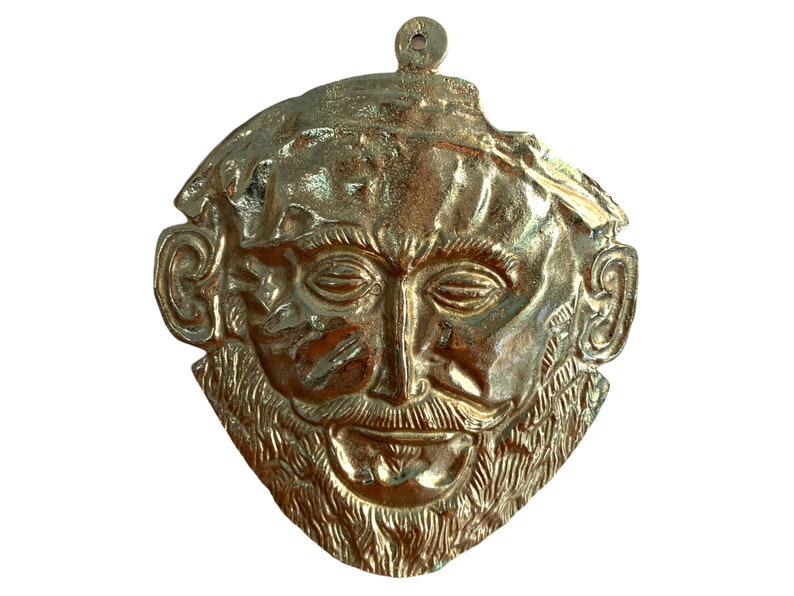 The Mask of King Agamemnon, Bronze Sculpture, Mycenaean King Funerary Mask, Replica image 4