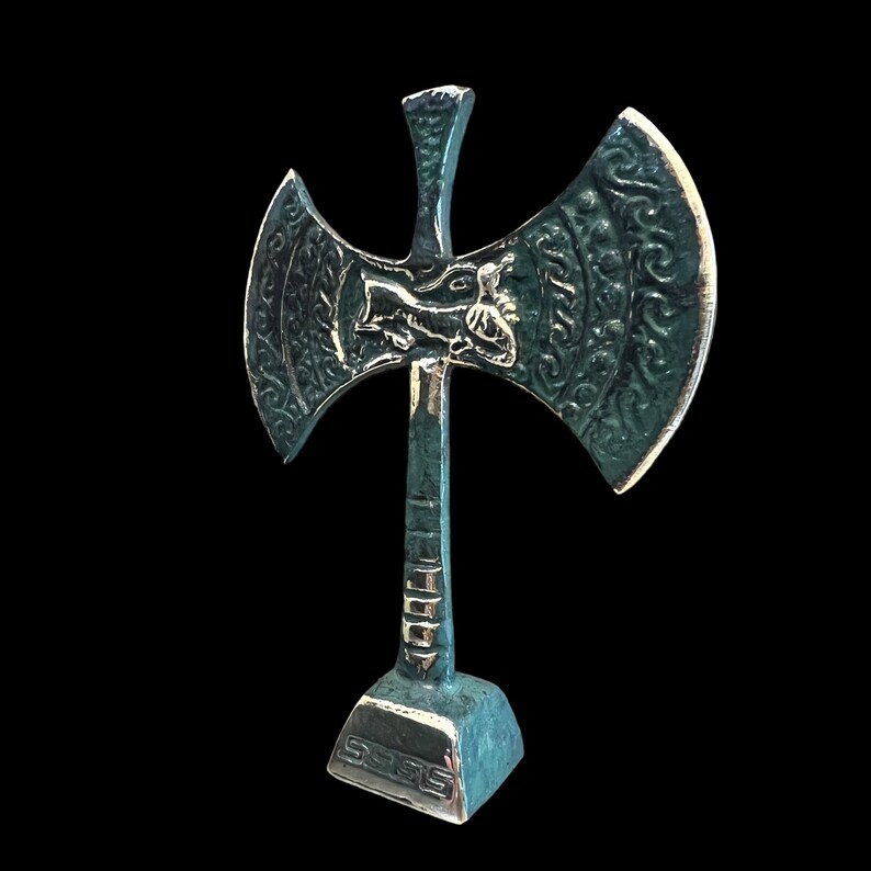 Double Axe, Bronze Office Decor, Metal Art Sculpture, Museum Replica, Minoan Civilization, Crete image 3