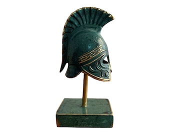 Ancient Greek Helmet - Bronze  - Museum Replica - War Helmet - Greek Art Decor - Greek Handmade Artifact Verdigris
