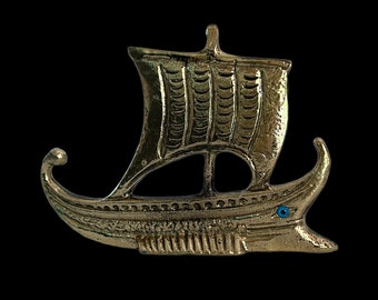 Ancient Trireme Bronze Vessel, Museum Replica, Metal Art Sculpture, Greek Boat Trireme, Gift, Sea, Warship