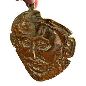 The Mask of King Agamemnon, Bronze Sculpture, Mycenaean King Funerary Mask, Replica image 6