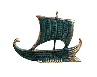 Trirreme antiguo de bronce, réplica de museo, escultura de arte en metal, trirreme griego, regalo, mar, buque de guerra
