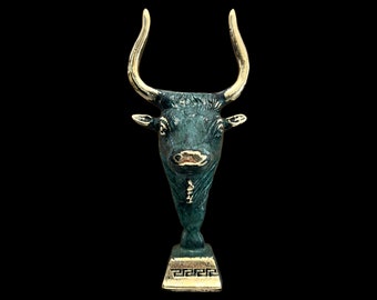 Minotaur, Bronze Bull Statue, Bull's Head, Museum Replica, Metal Art Sculpture, Crete, Minoan Civilization, Knossos, Crete Art