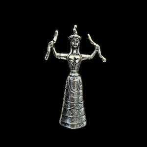 Minoan Snake Goddess Figurines, Bronze Metal Art Sculpture, Museum Replica, Cretan Statue, Minoan Civilization