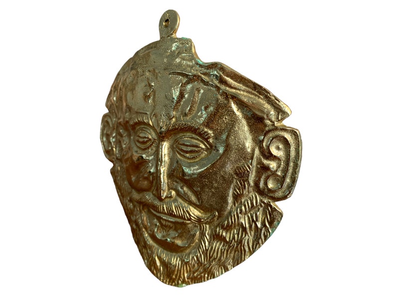 The Mask of King Agamemnon, Bronze Sculpture, Mycenaean King Funerary Mask, Replica image 2