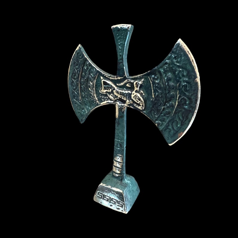 Double Axe, Bronze Office Decor, Metal Art Sculpture, Museum Replica, Minoan Civilization, Crete image 6