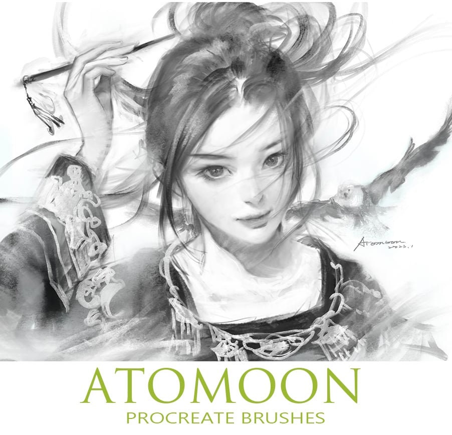 ATOMOON Procreate Brushes Zeichnung, Procreate Brushes Illustration, Procreate Brushes Set, Procreate Brushes Stempel, Procreate Skizzenpinsel
