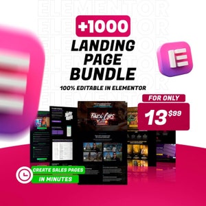 1000+ Landing Page Template Bundle, WordPress Sales Page, High Converting Pages Editable In Elementor, WordPress Theme, Landing Page Design