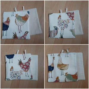 1 Paar Topflappen genäht, englischer Designerstoff, Huhn Harriet, Kochen, Backen