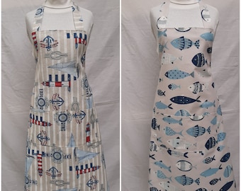 Nautical Aprons, Beach, Sea, Cooking, Baking, Kitchen Apron, Birthday Gift, BBQ Apron, Foodie, Gourmet