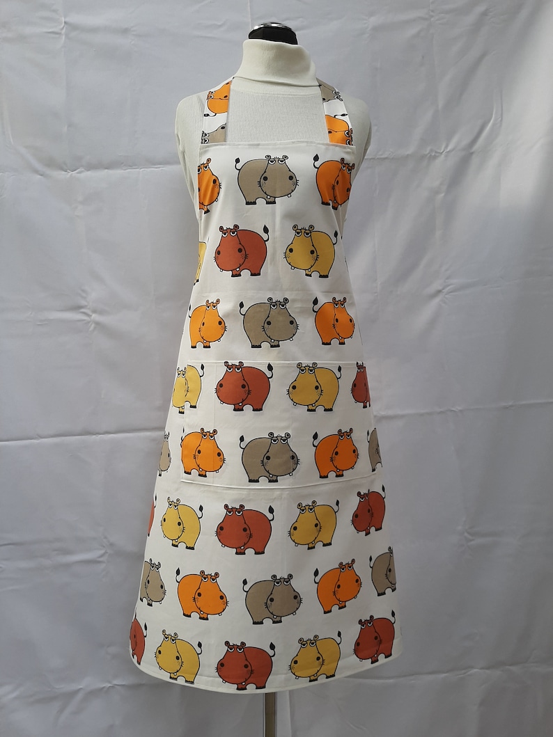 Animal Apron, Country House, Kitchen Apron, Cooking, Baking, Birthday Gift, BBQ Apron, Foodie, Gourmet Beige Braun Orange