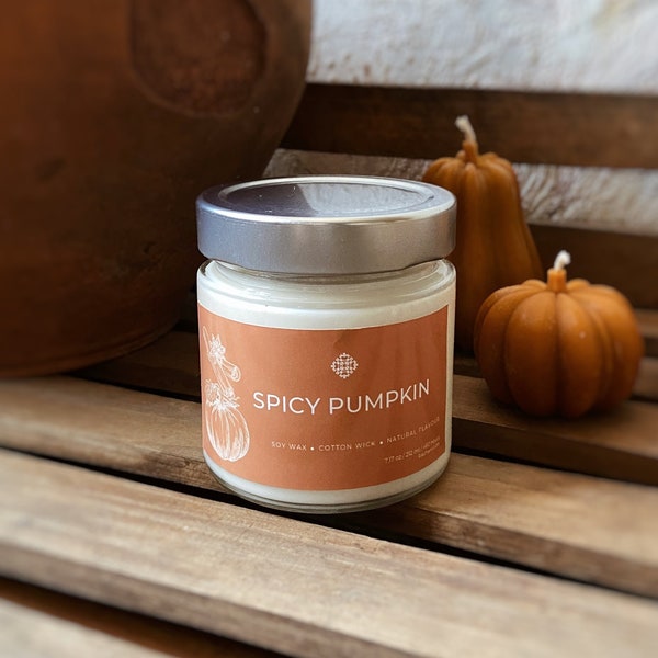 Autumn Soy Candles in containers with the aroma of spicy pumpkin, Fall Candles, Autumn Soy Candle with for halloween, Autumn decor, 212 ml