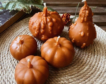 Unique beeswax pumpkin candle set, pumpkin decor, Halloween decor, Thanksgiving decor, pumpkin for Halloween, fall home decor, fall candle