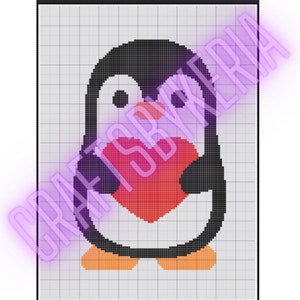 C2C Crochet Blanket Pattern -Penguin Heart