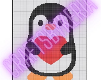 C2C Crochet Blanket Pattern -Penguin Heart