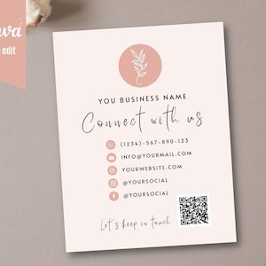 Bearbeitbare Verbinden Sie mit uns Karte, Social Media Zeichen, Folgen Sie uns auf Social Media, Zeichenvorlage, DIY Zeichen, Canva Vorlage, Instagram, FB Geschäft