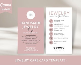 Plantilla de tarjeta para el cuidado de joyas, instrucciones imprimibles en Canva