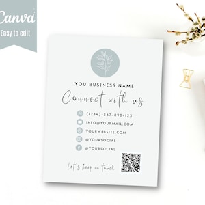 Tarjeta editable Conéctese con nosotros, signo de redes sociales, síguenos en las redes sociales, plantilla de signo, signo de bricolaje, plantilla Canva, Instagram, negocio FB Salon