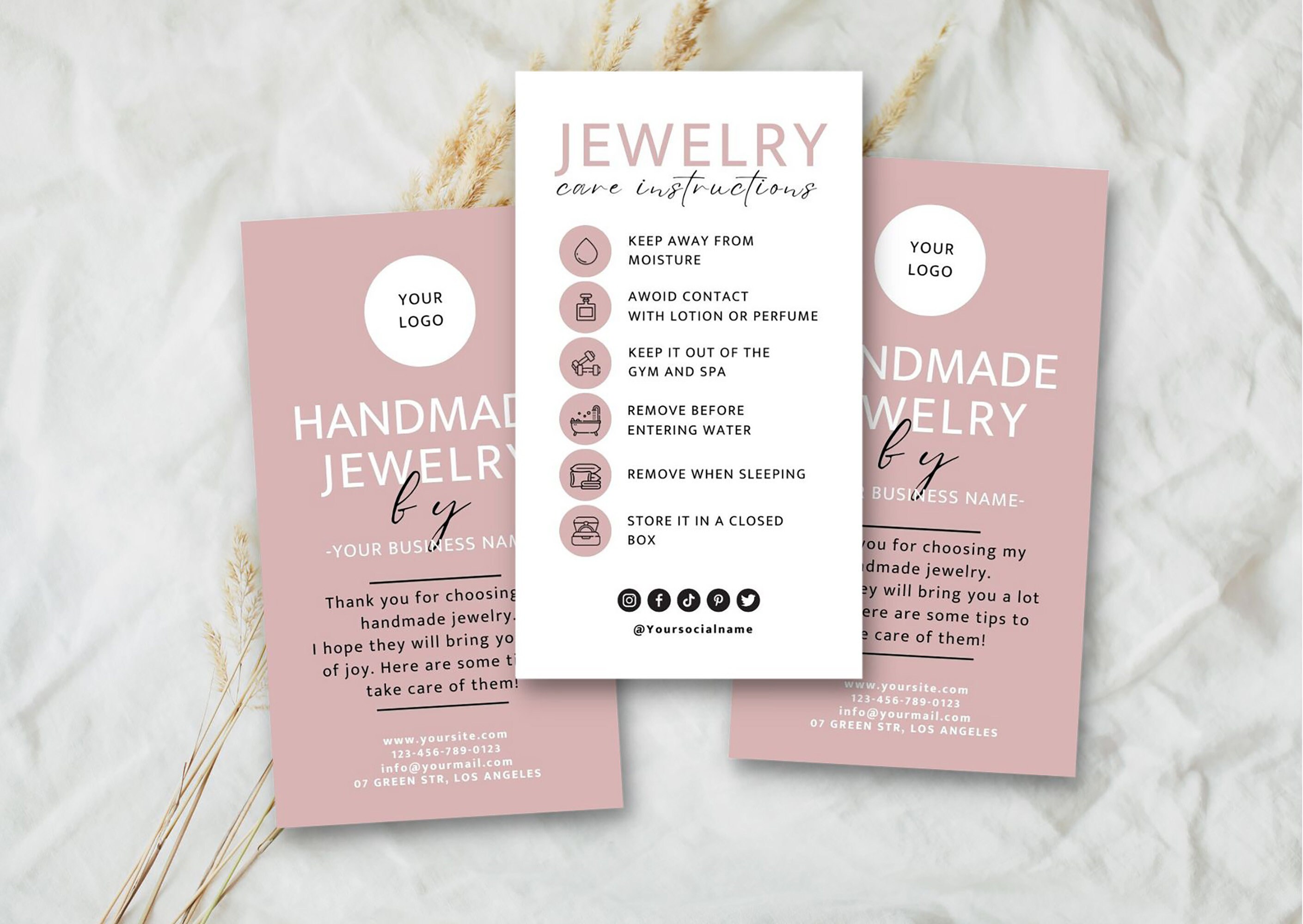 Jewelry Care Card, Printable Jewellery Care Instructions, Editable ...
