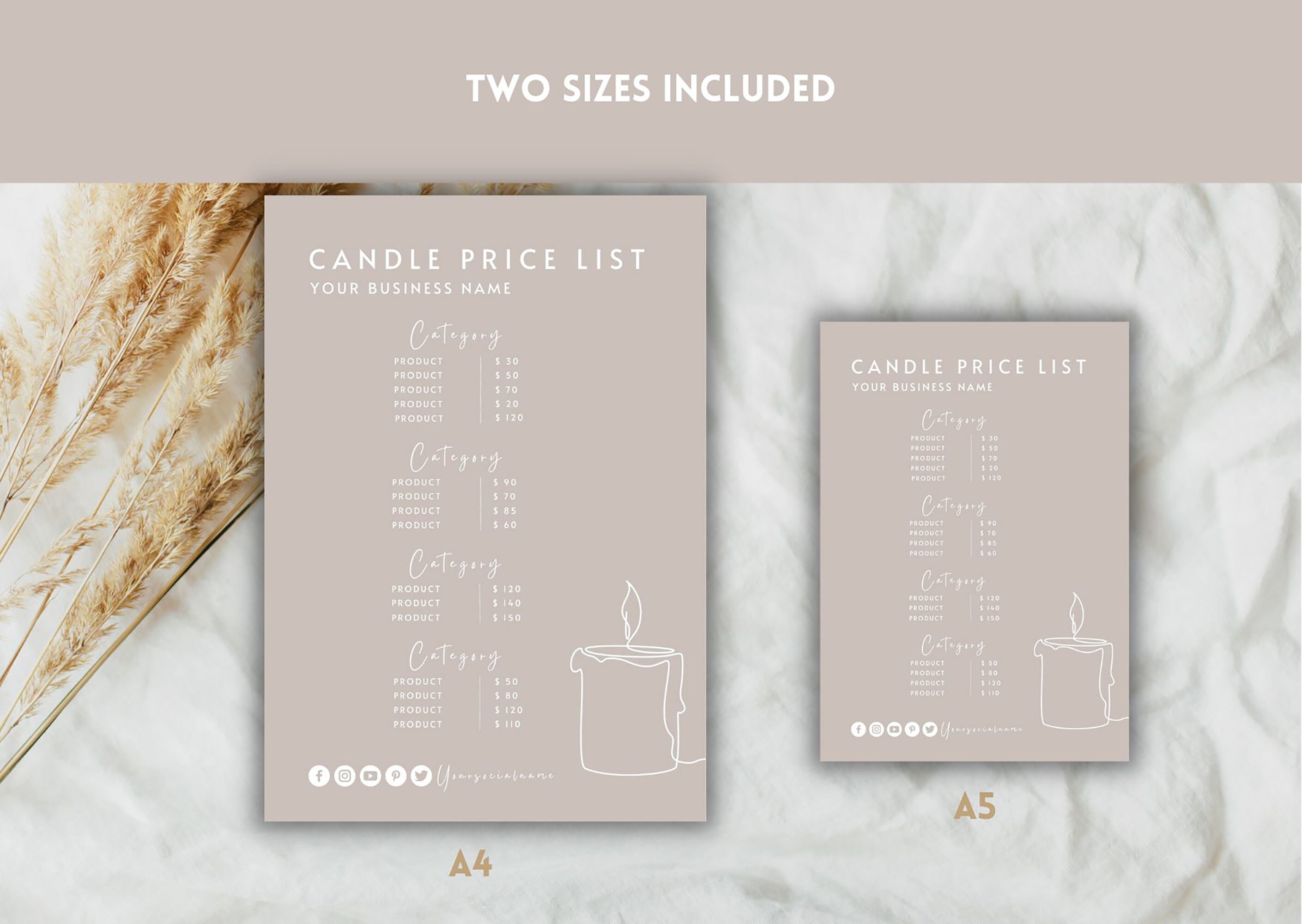Boho Candle Price List Template Small Business Price List Etsy