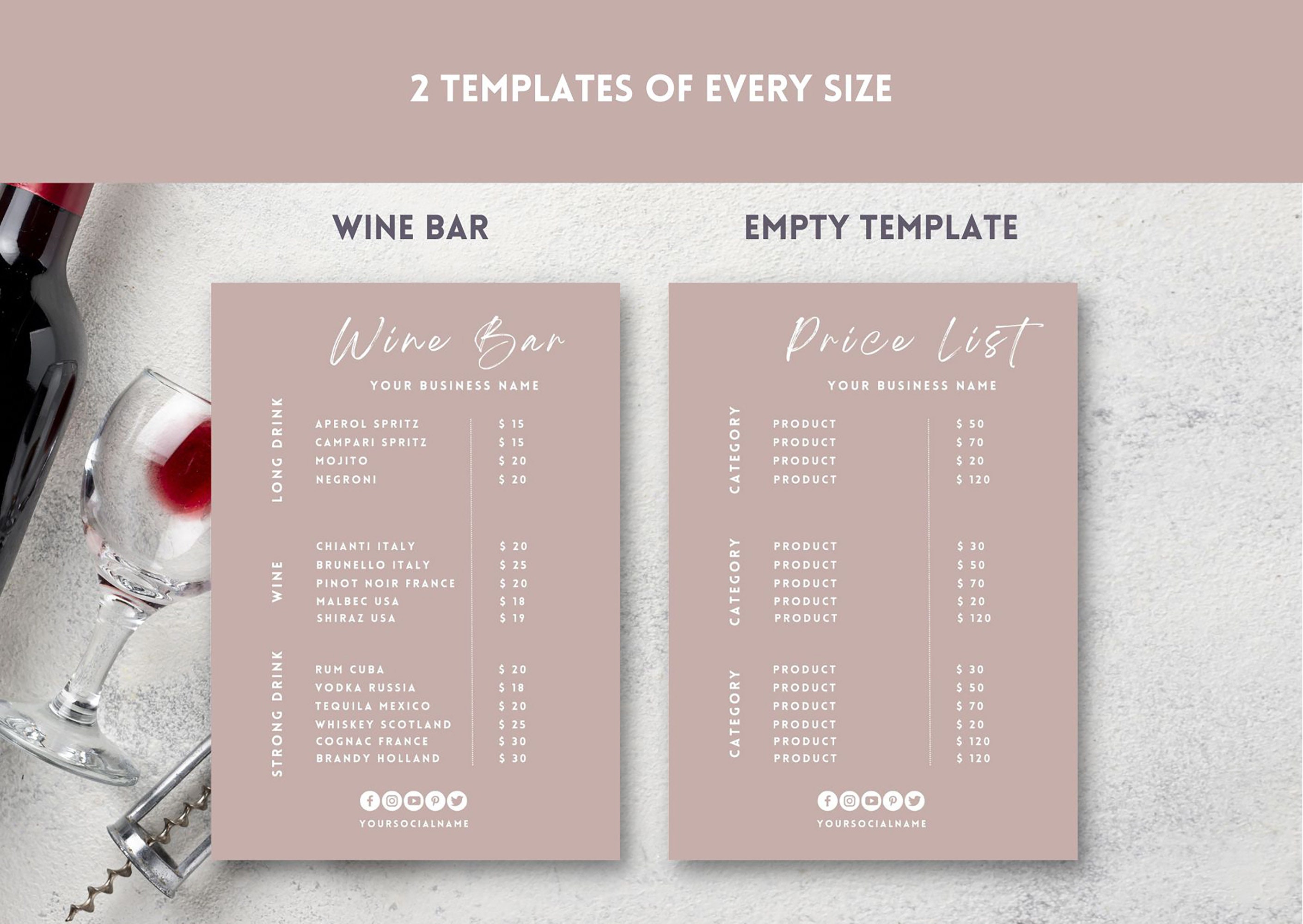 Printable Boho Bar Menu Sign Template, Drink Menu Sign, Wedding Bar ...