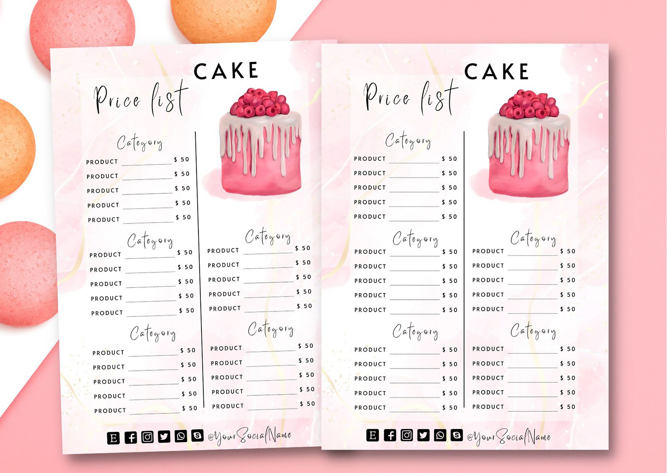 Cake Price List Template Bakery Business Price List Bakery Etsy