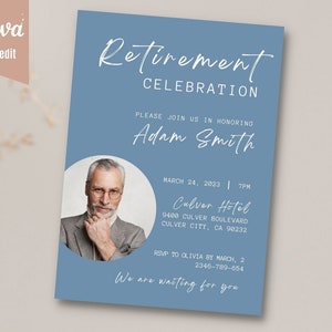 Man Retirement Party Invitation, Retirement Celebration Card With Photo ...