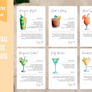 Canva modello carta ricetta cocktail, carte ricetta bevande stampabili, carta ricetta bevande bar, carta ricetta modificabile, carte ricetta fai da te, ingrediente
